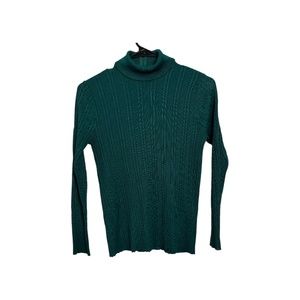 Vintage 70's Vivo by Susan Thomas Ribbed Teal Longsleeve Turtleneck Size Small